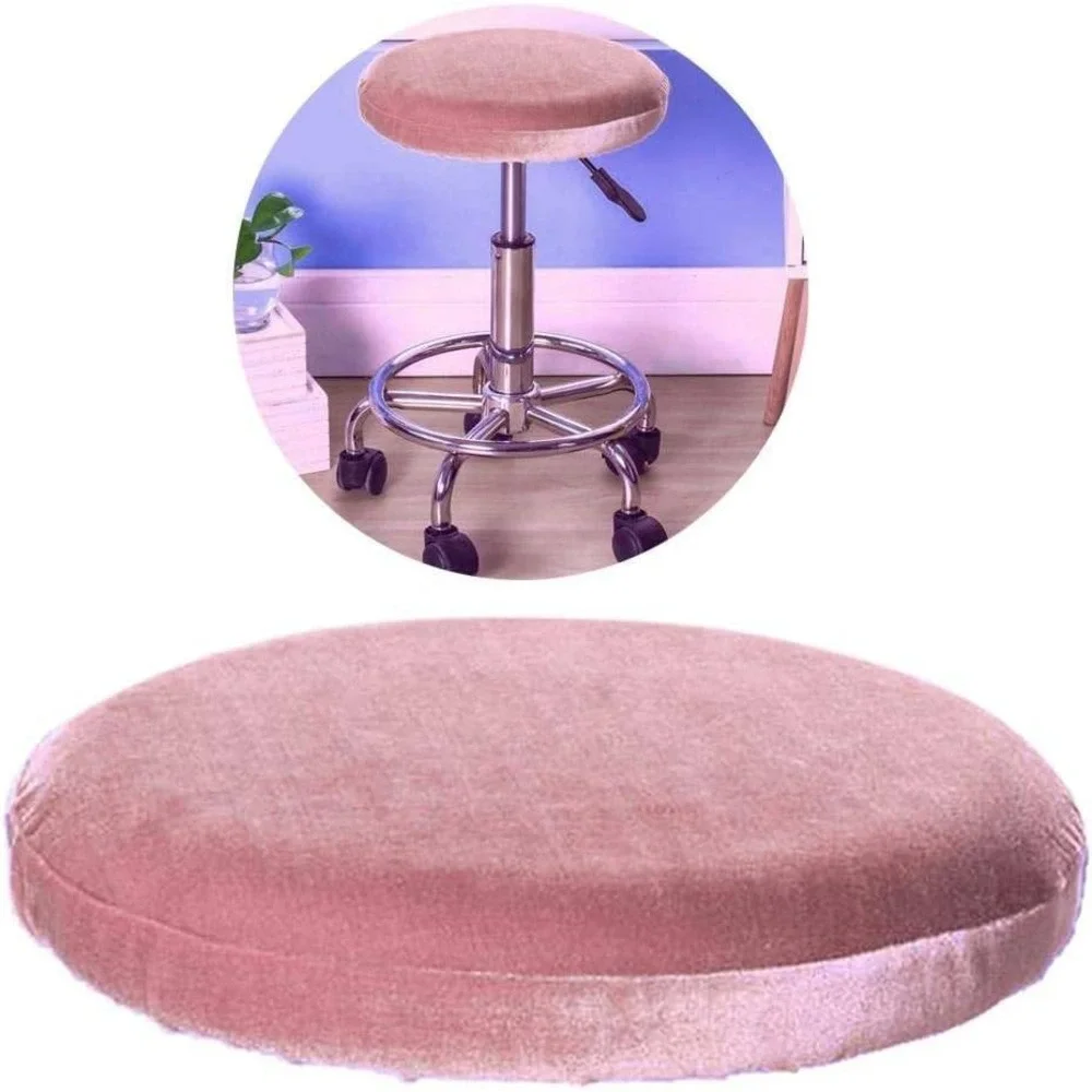 Pink Velvet Round Bar Stool Seat Covers Elastic Slipcovers Salon Office 2pc